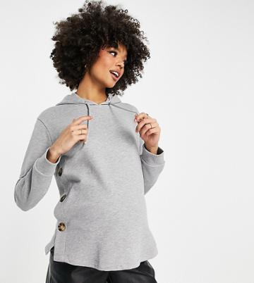 Asos Design Maternity Nursing Hoodie With Button Sides-gray