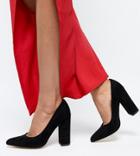 Truffle Collection Wide Fit Pointed Block Heels - Black