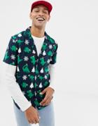 Another Influence Holidays Dinosaur Short Sleeve Shirt - Navy