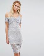 Boohoo Crochet Lace Cold Shoulder Midi Dress - Blue