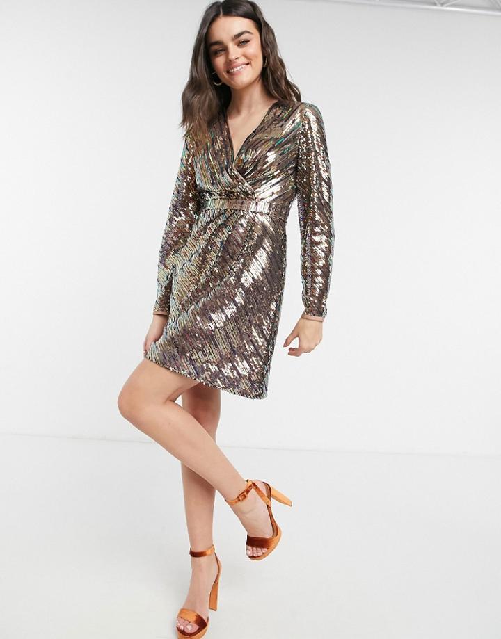 Ted Baker Pipii Stripe Sequin Mini Dress In Light Pink