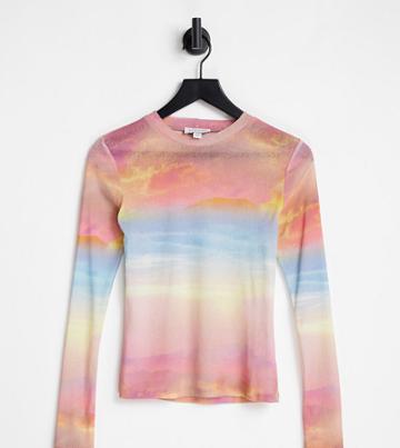 Topshop Maternity Sunset Mesh Top In Multi