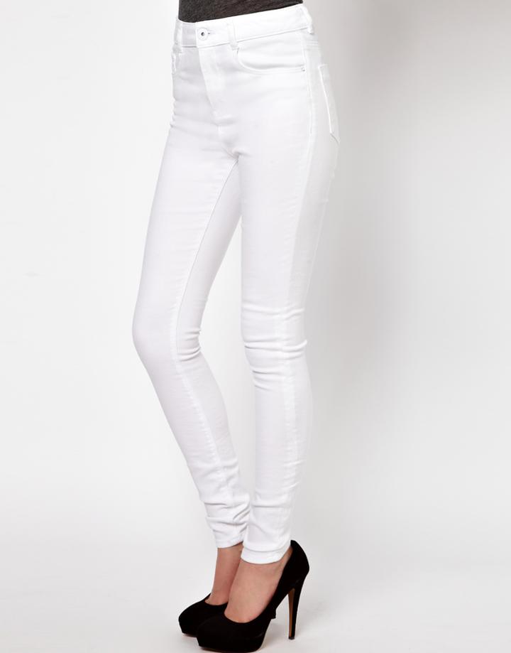 Asos Ridley Supersoft High Waisted Ultra Skinny Jeans In White