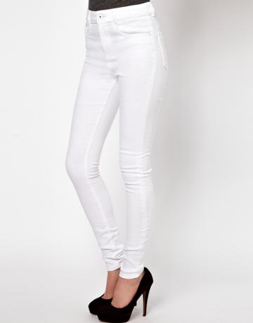 Asos Ridley Supersoft High Waisted Ultra Skinny Jeans In White
