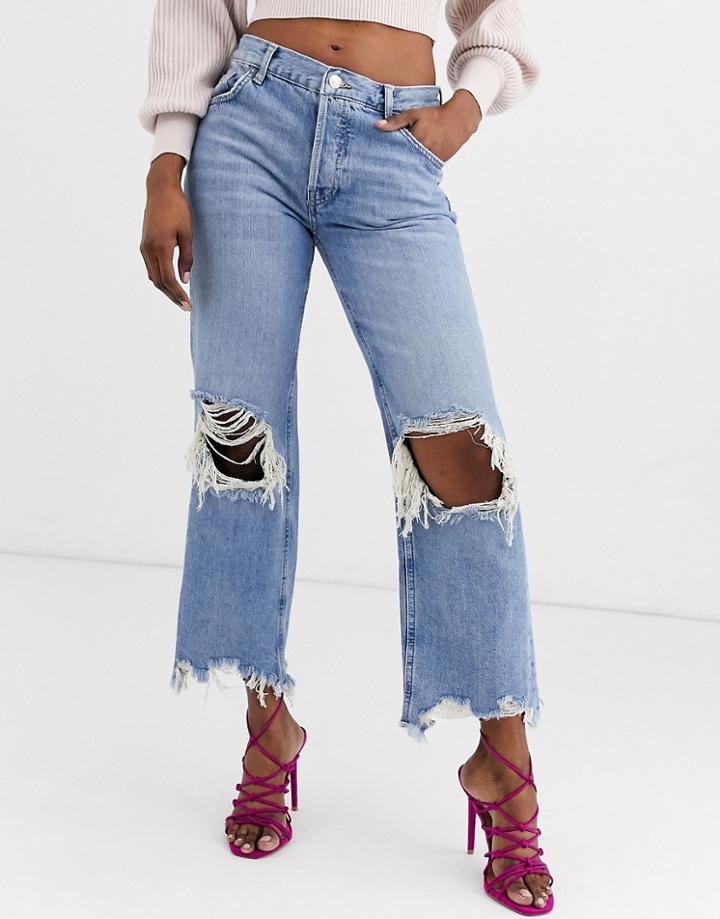 We The Free By Free People Maggie Rigid Denim Mom Jean-blue