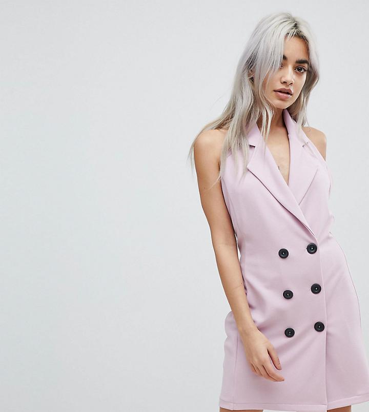 John Zack Petite Sleeveless Tuxedo Dress - Pink