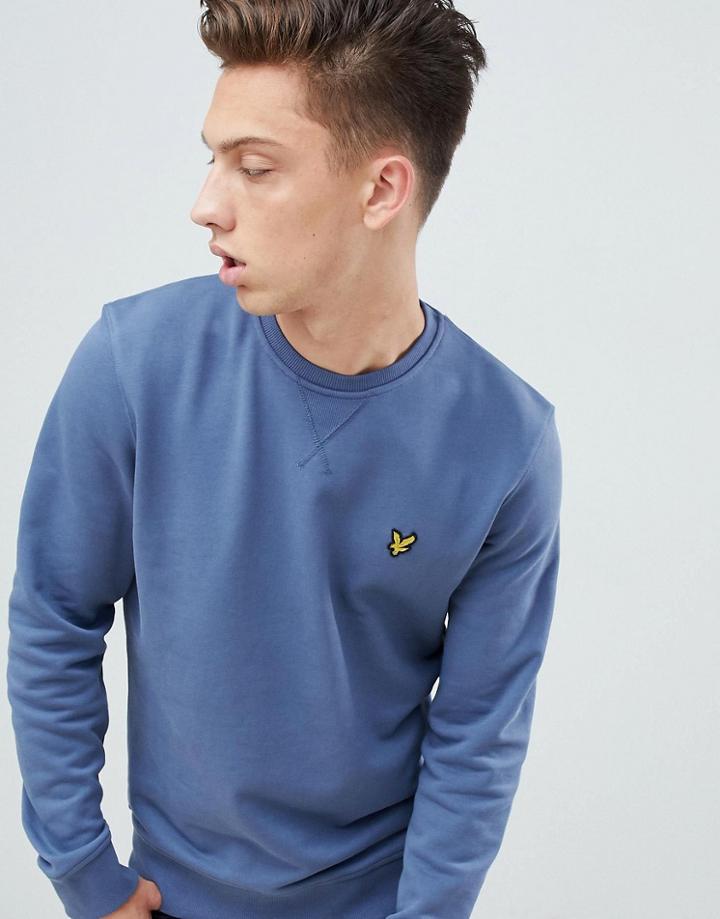Lyle & Scott Logo Crew Neck Sweat In Pale Blue - Blue