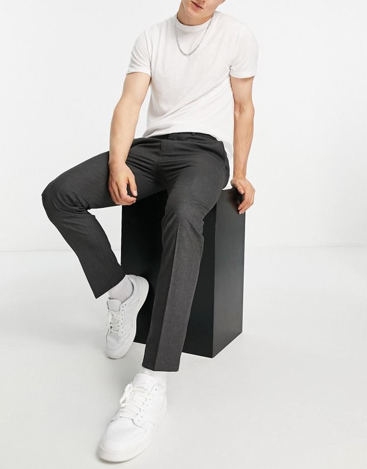 River Island Skinny Smart Pants In Gray-grey