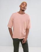 Asos Knitted Short Sleeve Boxy T-shirt In Dusty Pink - Pink
