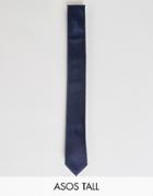 Asos Tall Slim Tie In Dark Navy - Navy