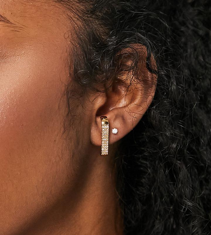 Asos Design 14k Gold Plated Ear Cuff With Crystal Design