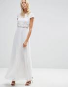 Asos Crop Top Lace Maxi Dress - White