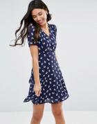 Yumi Tea Dress In French Bulldog Print - Navy