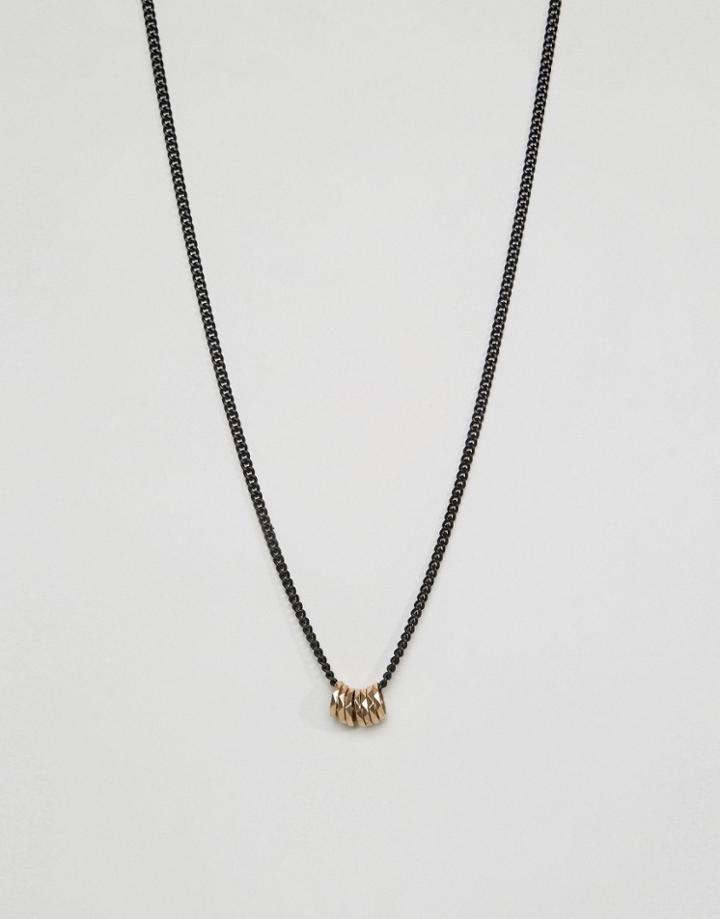 Asos Necklace With Gold Ring Detail - Multi