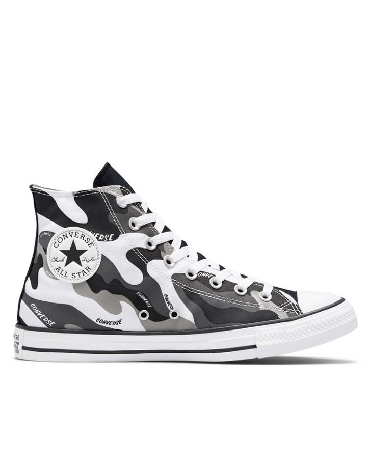 Converse Chuck Taylor All Star Hi Hybrid Camo Print Canvas Sneakers In Black/gray