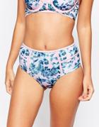 Free Society Grows My Mind Floral Mid Waist Bikini Bottom - Blue Floral