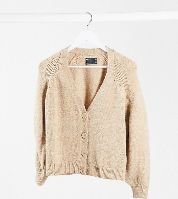 Asos Design Petite Cardigan In Tan - Part Of A Set-brown