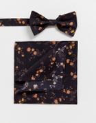 Gianni Feraud Liberty Print Bow Tie And Pocket Suqare-navy