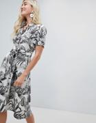 Warehouse Jungle Print Shirt Dress - White