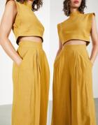 Asos Edition Sleeveless Top With Stitch Detail In Mustard-yellow
