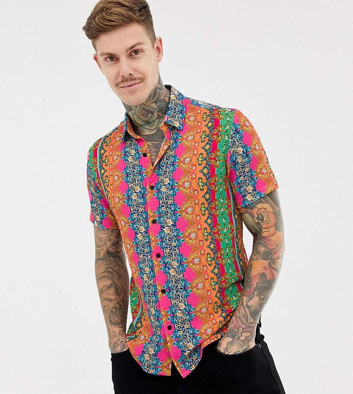 Reclaimed Vintage Inspired Regular Fit Shirt With Baroque Print - Multi