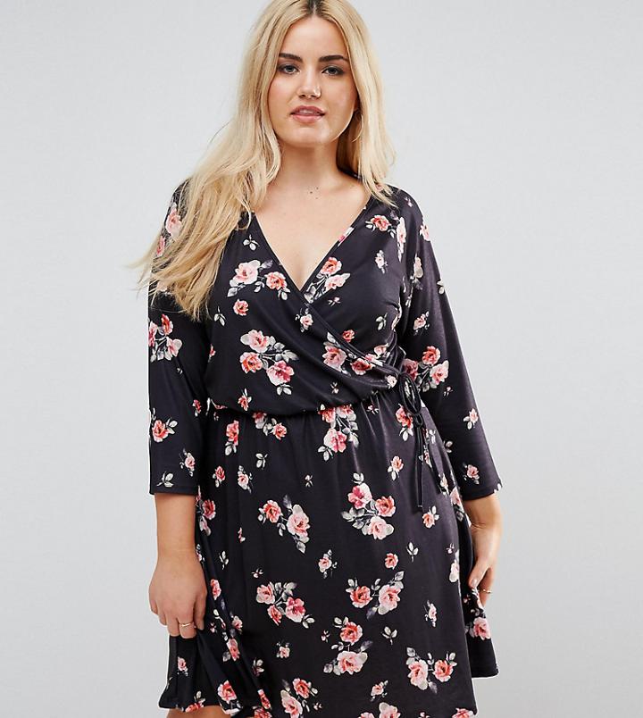 Pink Clove Wrap Mini Dress - Multi