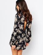 Flynn Skye Leah Mini Dress With Open Back On Black Magic - Black Magic