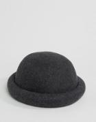 Asos Mini Bowler Hat In Charcoal Marl - Gray