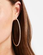 Asos Design Hoop Earrings In 80mm Fine Crystal In Gold Tone