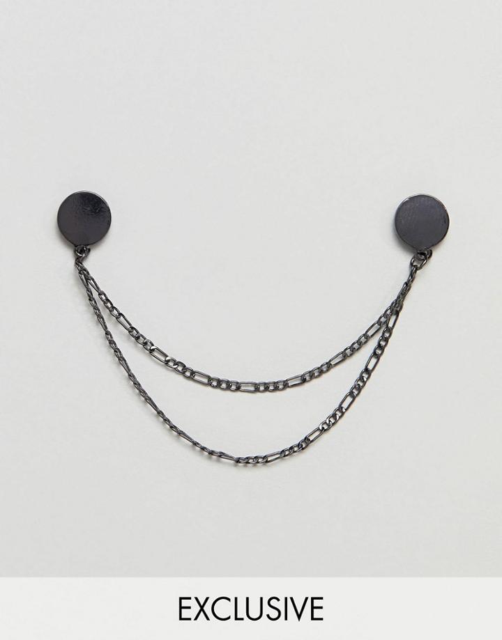 Icon Brand Circle Collar Tips In Gunmetal Exclusive To Asos - Silver