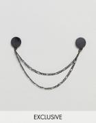 Icon Brand Circle Collar Tips In Gunmetal Exclusive To Asos - Silver
