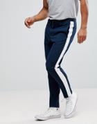 Selected Homme Tapered Pants With Stripe - Navy