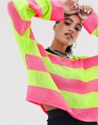 The Ragged Priest Fine Knit Sweater In Stripe-pink