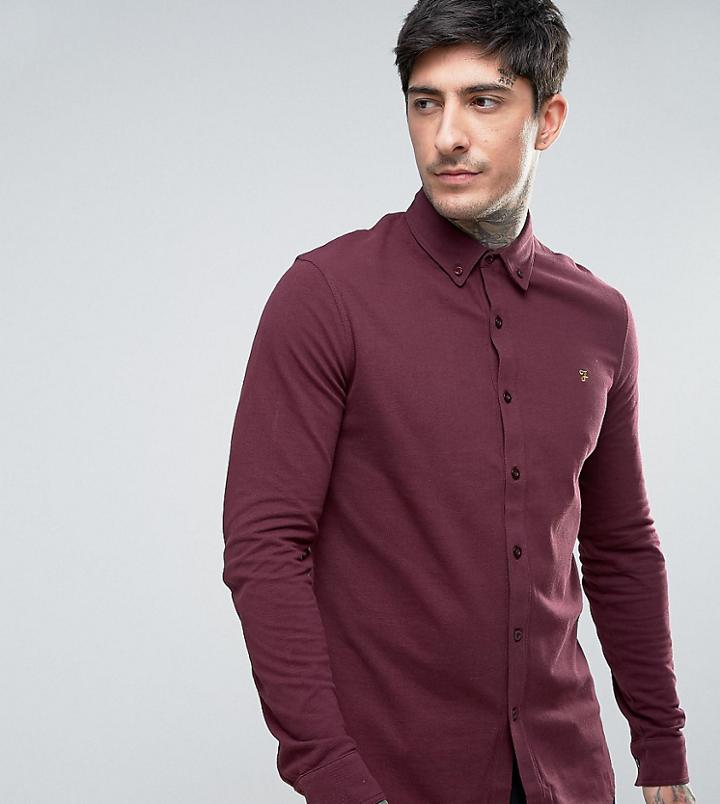 Farah Pique Jersey Shirt In Red - Red