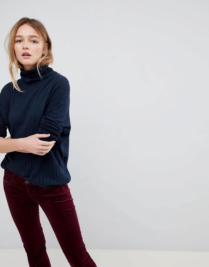 Pepe Jeans Silk Cashmere Blend Roll Neck Sweater - Blue