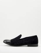 Brave Soul Velvet Loafers With Contast Toe Cap In Black