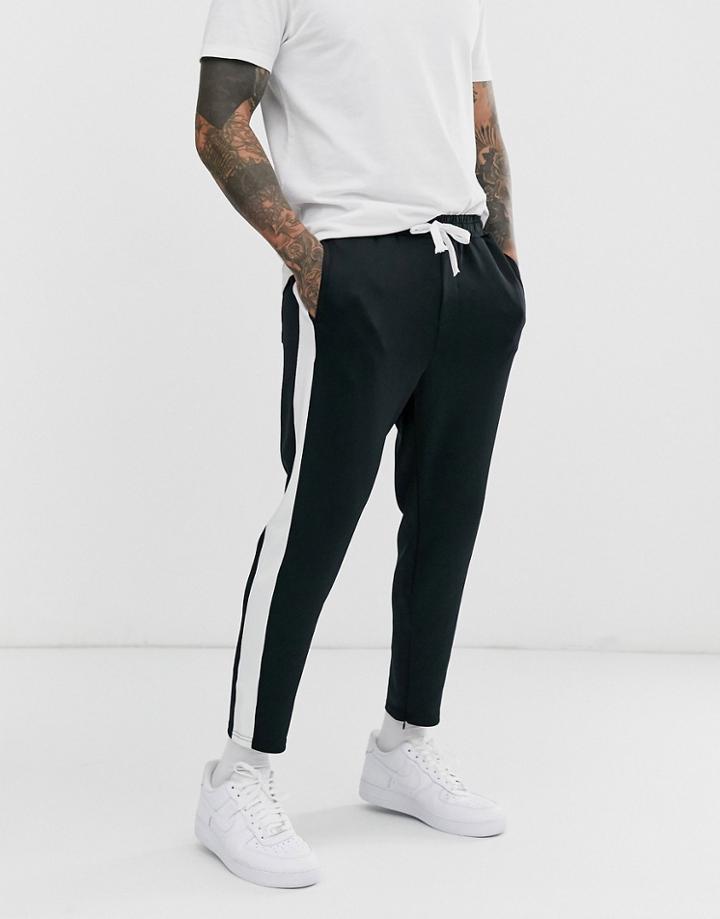 Jack & Jones Intelligence Copped Pants With Drawstring In Black - Black