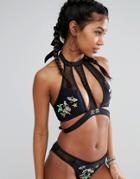 Jaded London Embroidered Bikini Top - Multi