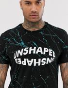 Bershka T-shirt With Chest Print And Paint Splatter In Black