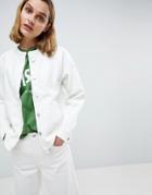 Moss Copenhagen Collarless Denim Jacket Co-ord - White