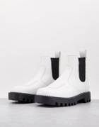 Kickers Kizziie Chelsea Leather Boots In White Black Contrast