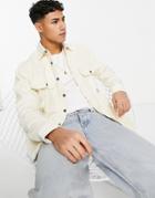 Topman Cord Overshirt In Ecru-neutral