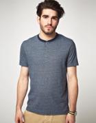 Asos T-shirt With Grandad Neck - Blue