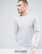 Nocozo Long Sleeve Textured Sweat Top With Crew Neck - Gray