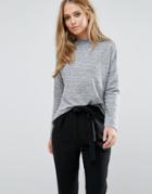 Jdy Space Dye High Neck Knit Sweater - Gray