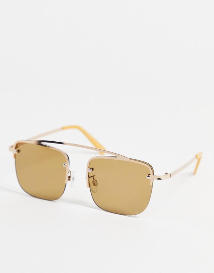 Aj Morgan Slice Square Lens Sunglasses-gold