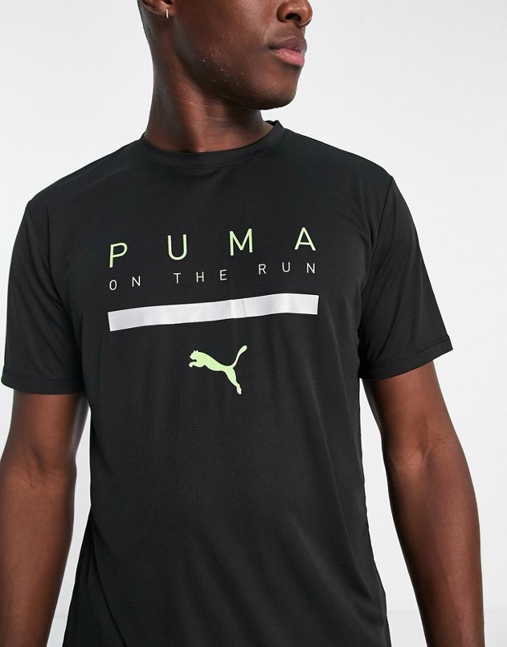 Puma Running Logo T-shirt In Black