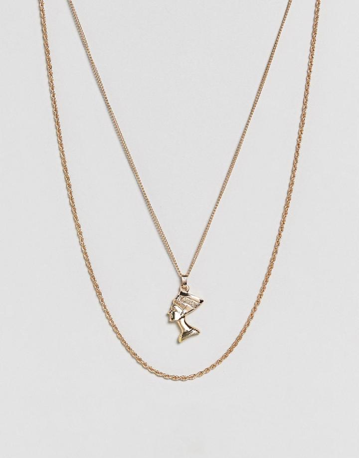 Asos Vintage Style Nefertiti Multirow Necklace - Gold