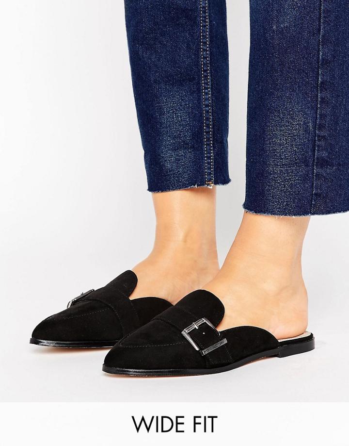 Asos Masie Wide Fit Pointed Flat Mules - Black