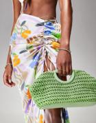 Asos Design Cut Out Grab Clutch Bag In Lime-green